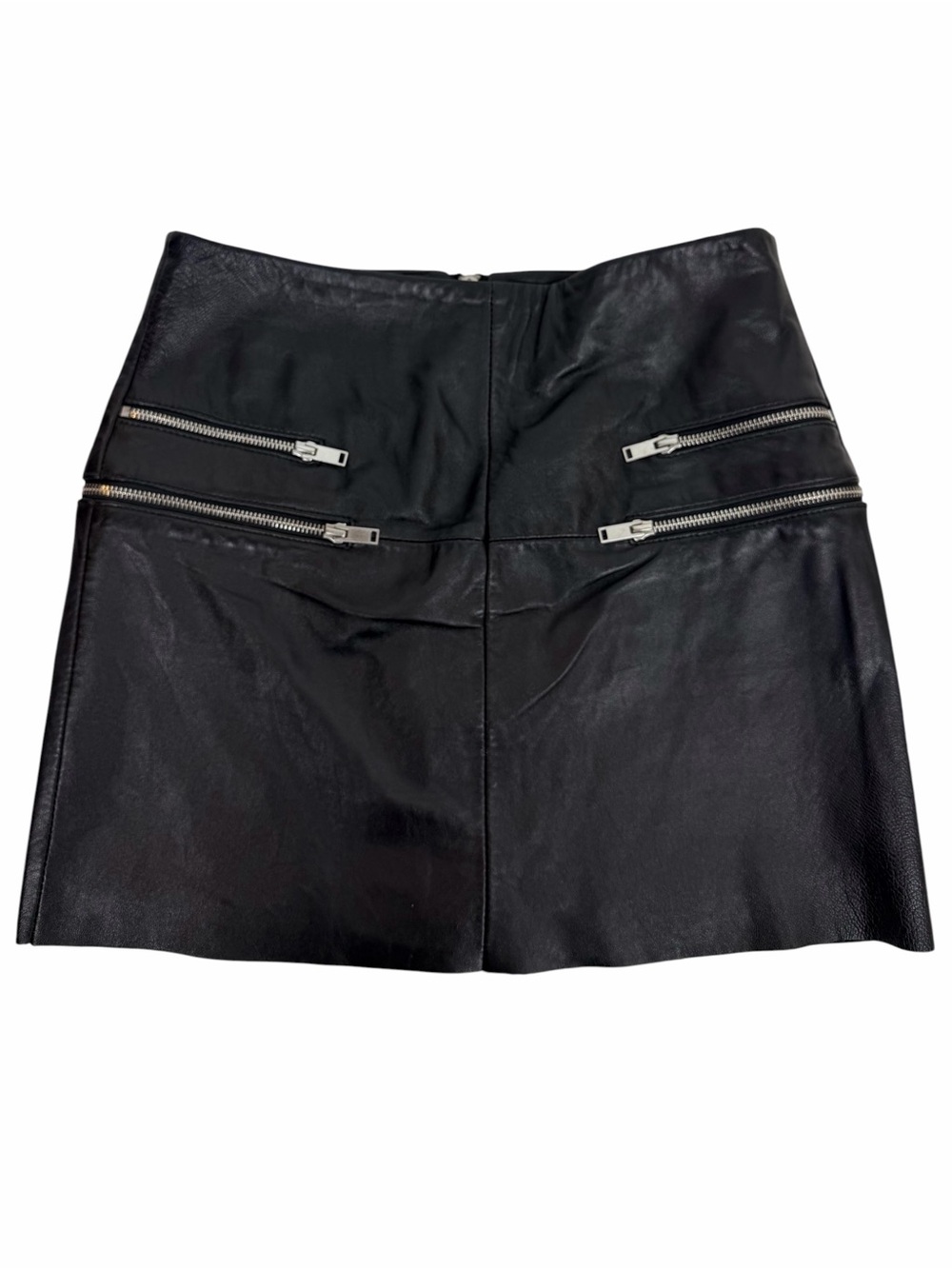 ZARA Woman Genuine Lambskin Leather Mini Skirt – Black | Size Small
